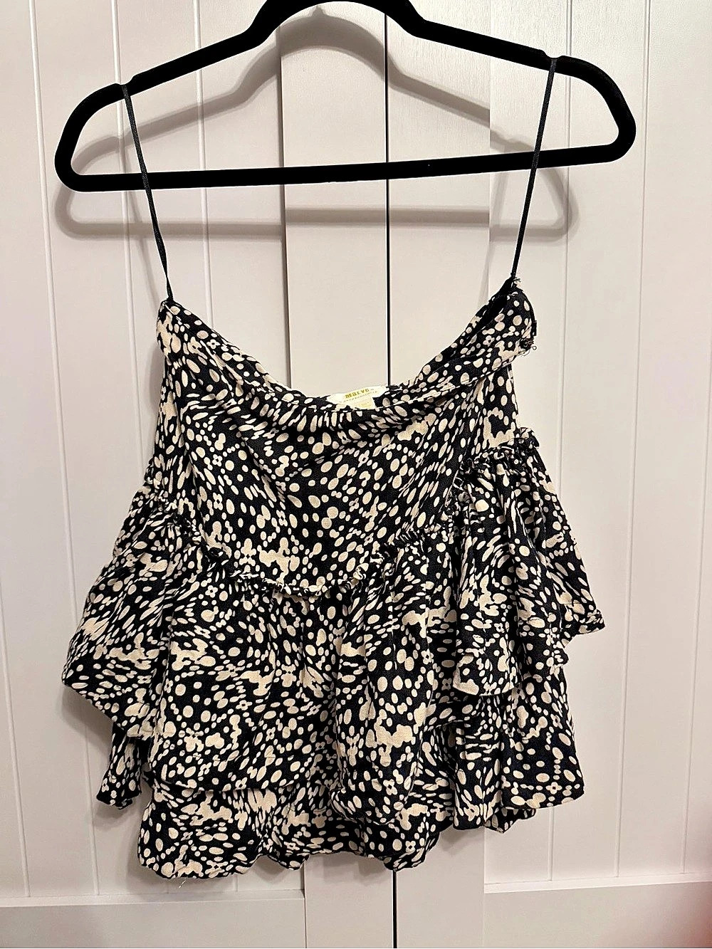 Maeve by Anthro Ruffle Skirt in Black & Cream
